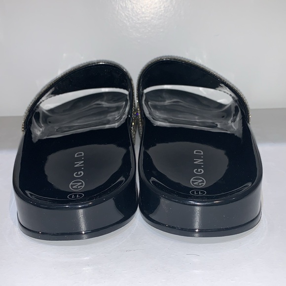 RHINESTONE BLACK SLIDES - Picture 6 of 7